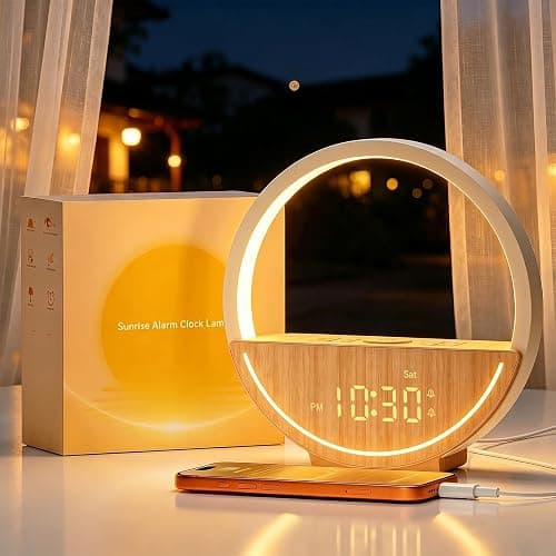 Vivilumens Wake Up Light Sunrise Alarm Clock - White Noise Sound Machine with 20 Soothing Sounds Sleep Better, Weekdays/Weekends Dual Alarms, Bedroom Bedside Lamp, Gift for Heavy Sleepers - Image 1