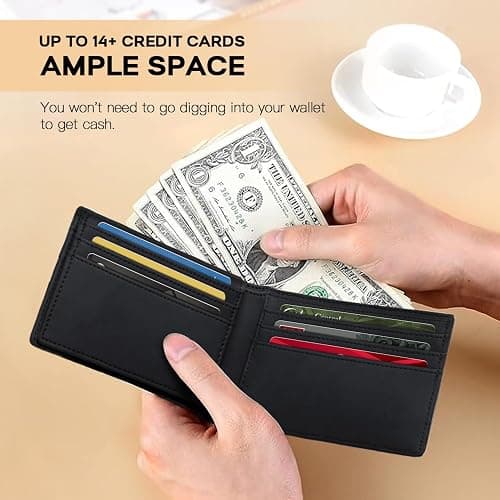 RUNBOX Wallet for Men Slim Rfid Leather 2 ID Window With Gift Box thumbnail 5