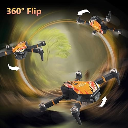 TTROARDS TT19 Mini Drone with Camera, 1080P HD Camera 270° Obstacle Avoidance Brushless Motor Level 3 Wind Resistance, Foldable Quadcopter Drones for Beginners, Orange thumbnail 6