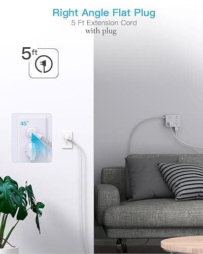 Surge Protector Power Strip - HANYCONY 8 Outlets 4 USB (2 USB C) Charging Ports, Multi Plug Outlet Extender, 5Ft Braided Extension Cord, Flat Plug Wall Mount Desk Charging Station for Home Office ETL thumbnail 7