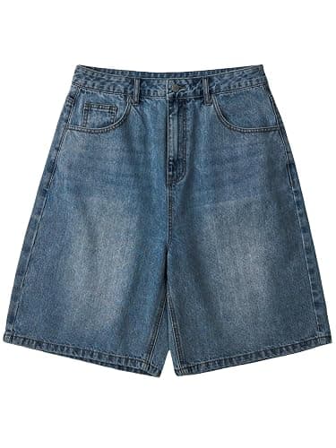 LuminBlaze Mens Baggy Jean Shorts Loose Fit Vintage Wide Leg Jorts Y2K Streetwear Hip Hop Casual Denim Shorts thumbnail 5