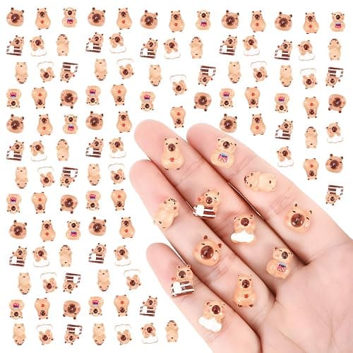 GGSTDDUP 200 Pcs Mini Resin Capybara Random Tiny Capybara Figurines | Miniature Animal Figurines for DIY Cake Decoration Ornaments Crafts Moss Landscape - Image 1