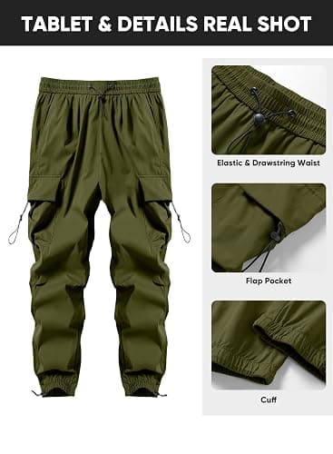 JMIERR Men's Baggy Cargo Pants Trendy Casual Parachute Pant Loose Fit Harem Joggers with Pockets for Streetwear thumbnail 4