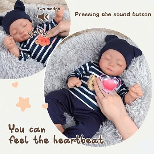 BABESIDE Realistic Baby Doll with Heartbeat - Kai, 17 inch Handmade Reborn Baby Dolls Boy with Crying and Babbling Voice, Real Baby Dolls That Look Real for Girls Boys Kids Age 3+ thumbnail 3