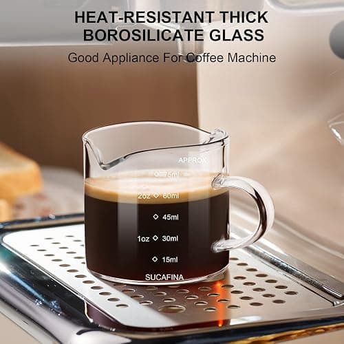 PARACITY Espresso Cup with Handle, 2.5 OZ Double Spout Clear Glass Measuring Cup with Dual Scale, Espresso Shot Glass with V-Shaped Mouth, Espresso Accessories thumbnail 6