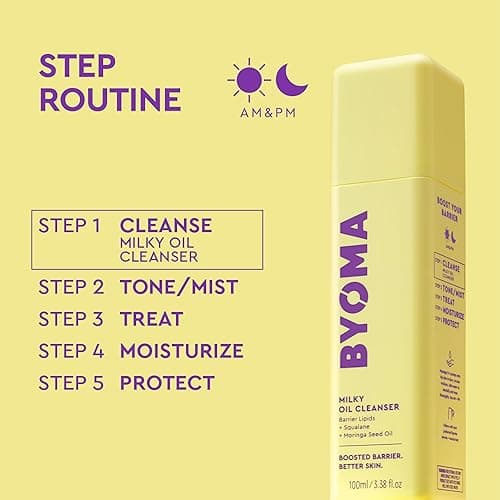 BYOMA Milky Oil Cleanser - Hydrating Facial Cleanser for Skin Barrier Repair - Tri-Ceramide Face Wash for Sensitive Skin & All Skin Types - Deeply Hydrated Skin, No Oily Residue - 3.38 fl oz thumbnail 9