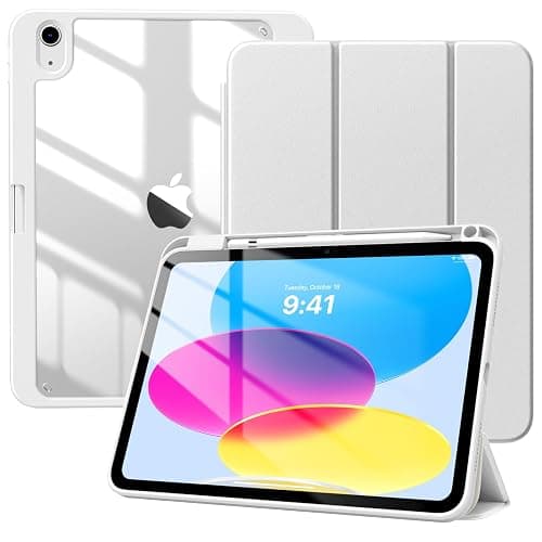 TiMOVO Case for iPad A16 11th Gen 11"/10th Gen 10.9", White | Pencil Holder, Slim Trifold Stand Protective Cover, Clear Transparent Back Shell, Auto Wake/Sleep - Image 1