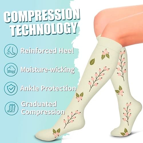 Laite Hebe Compression Socks for Women & Men Circulation(6 pairs)-Graduated Supports Socks for Running, Athletic Sports - Large-X-Large - 01-assorted28 thumbnail 6