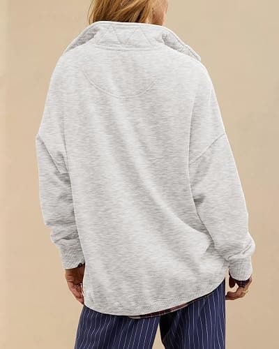 Gacaky Sweatshirt for Women Oversized Casual Long Sleeve Button Henley Neck Pullover Tops Fashion Outfits Clothes thumbnail 5