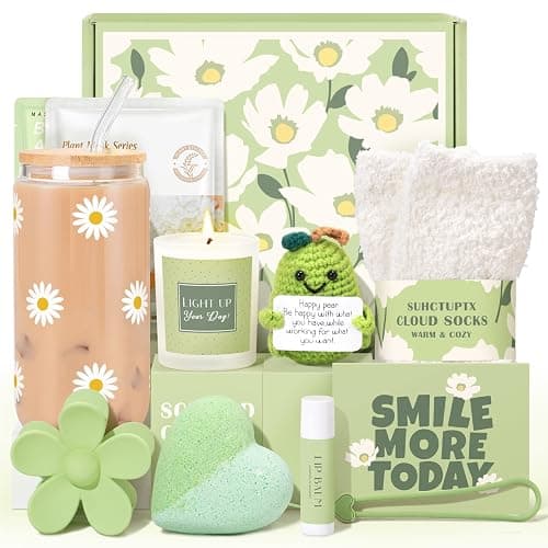 Gift Baskets for Women, 11pcs Unique Happy Birthday Gifts for Women, Best Inspirational Get Well Christmas Ideas Box w/Daisy Cup Her Teen Girl Sister Friend Friendship Mom - BRIGHTEN UP HER DAY! - Image 1