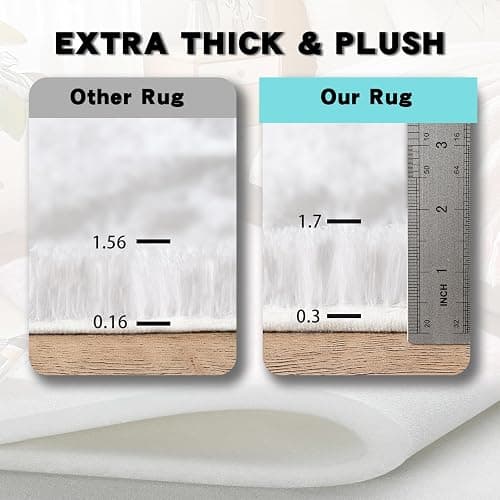 AAFKK 2x3 Area Rug for Bedroom, Small White Rugs for Living Room Nursery Kids Room Dorm Home Decor Aesthetic, Fluffy Shaggy Rug with 4 Anti-Slip Carpet Tapes thumbnail 6