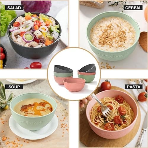 Greentainer 4-Pack Unbreakable Cereal Bowls Set, 50 Oz Plastic Bowl Set, Reusable Microwave and Dishwasher Safe Bowls, Perfect for Meal Prep, Salad, Snacks, BPA-Free (Pink) thumbnail 7