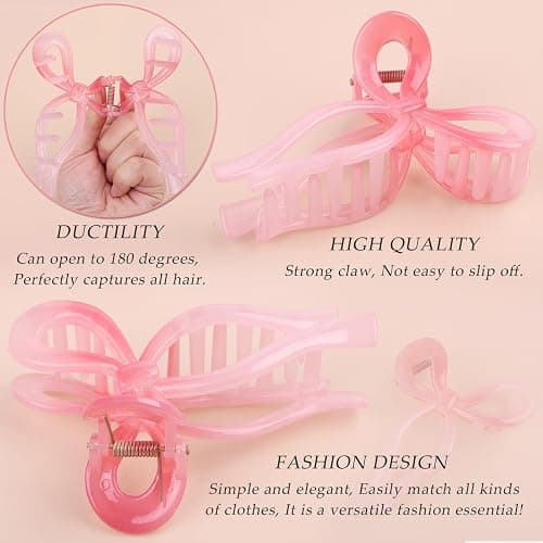 4 Pcs Bow Hair Clips Elegant Hair Claw Butterfly Hair Accessories for Girls Nonslip Butterfly Clips Hair Grips Styling Accessories for Women thumbnail 3