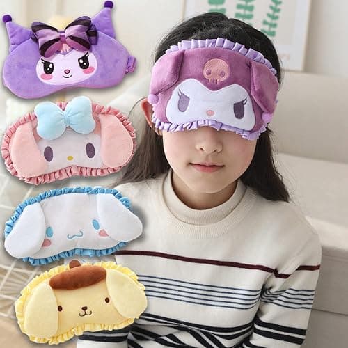 Kawaii Sleep Eye Mask for Girl & Womens Sleep Mask Cute Cartoon Soft Plush Eye Cover Headband Kids Eyeshade Birthday Christmas Gifts thumbnail 3