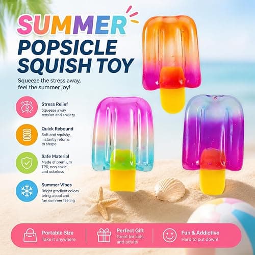 3 Pcs Ice Cream Squishy Toy, Summer Sensory Stress Relief Squeeze Squishy, Popsicle Squishy for Easter Basket Stuffers, Party Favors, Anxiety Relief Everyone, Birthday Gift thumbnail 2