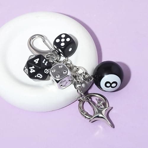 SORGERLY 8 Ball Dice Charm Keychain - Cute Bag Purse Handbag Accessories - Y2K Aesthetic Key Chain for Women Men thumbnail 7