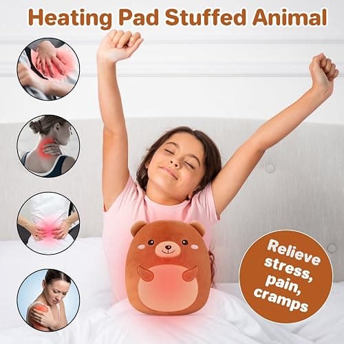 Finebee Bear Microwavable Heating Pad for Period Cramps, Cute Bear Plush, Weighted Stuffed Animal Warm Gifts for Kids Adults 10 Inch, 1.2 Lbs thumbnail 4