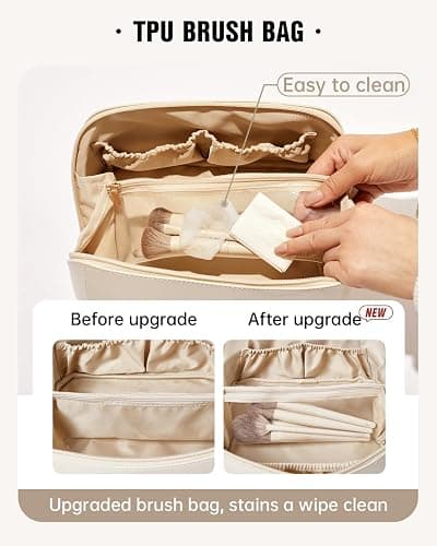 EACHY Travel Makeup Bag,Large Capacity Cosmetic Bags for Women,Waterproof Portable Pouch Open Flat Toiletry Bag Pattern Makeup Bag thumbnail 3