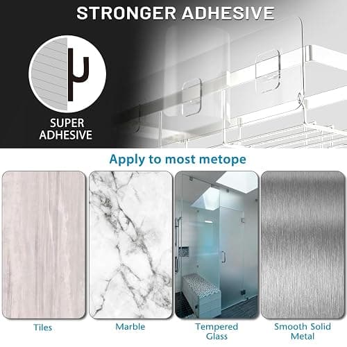 Moforoco Adhesive Shower Caddy Organizer Shelves Rack - 5 Pack Corner Bathroom Storage Organization, Home & Kitchen Decor Inside RV Accessories, Hanging First Apartment Household Camper Essentials thumbnail 6