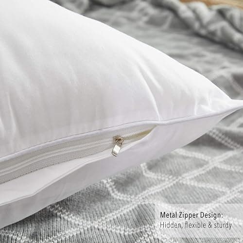 Oubonun 18"x18" Pillow Inserts (Set of 2) - Throw Pillow Inserts with 100% Cotton Cover - 18 Inch Square Interior Sofa Pillow Inserts - Decorative Pillow Insert Pair - White Couch Pillow thumbnail 8