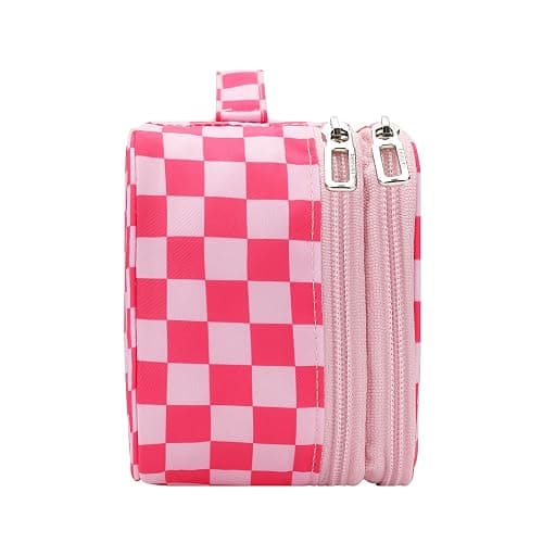 Relavel Makeup Bag, Cute Travel Cosmetic Bag, Small Pink Make Up Bags, Portable Toiletry Storage for Women Girl, Waterproof Makeup Organizer for Gym, Camping, Trip, Daily Use - Rose Red thumbnail 9