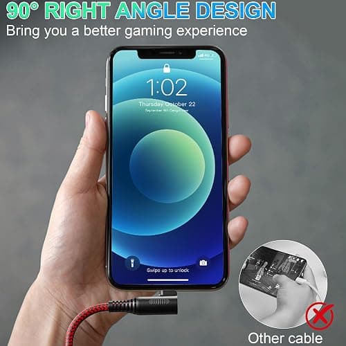 20FT Extra Long USB A to Lightning Charger Cable for iPhone, Nylon Braided 20FT Lightning iPhone Charger Cord Fast Charging, Long 90 Degree Lightning Cable for iPhone 14 Pro Max/14/13 Pro/12/11/X/XS thumbnail 6