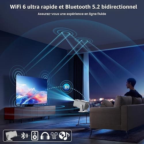 Vidéoprojecteur 4K 1080P WiFi 6 et Bluetooth 5.4 Rotation 180°, Blanc | App intégrée, Mini Projecteur Portable, Auto Keystone, Compatible Con HDMI/TV Stick/Laptop thumbnail 6