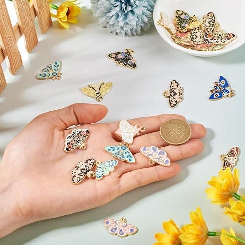 Spritewelry Enamel Butterfly Charms for Jewelry Making Alloy Colorful Butterfly Insect Enamel Charms Gothic Style Metal Moths Earrings Pendants for DIY Necklace Earrings thumbnail 4