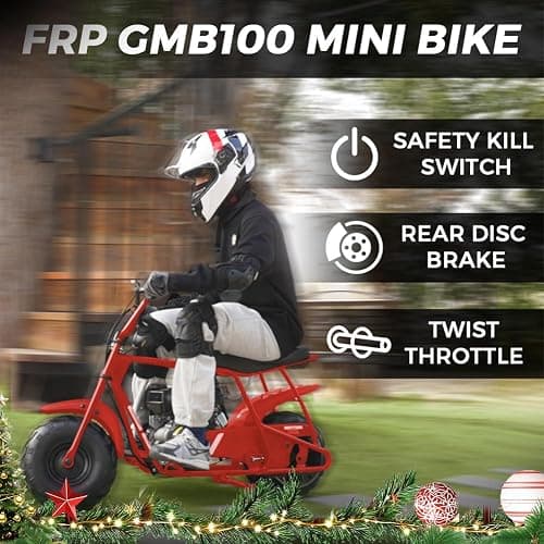 FRP Mini Dirt Bike GMB100, 99 CC Gas Powered Mini Bike 4 Stroke 3HP, Off Road for Kids and Adult, Trail Bike Up to 28 Mph, Weight Support Up to 220 LBS (RED) thumbnail 5