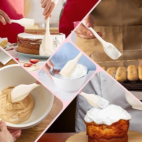 Siutco Cute Cat Paw Silicone Spatula Set - High Heat Resistant Rubber Scraper for Baking & Cooking, BPA-Free Non-Stick Kitchen Utensils, Adorable Cat Lover Gifts(2 Pack, 8.5" & 11" Mix, Cream) thumbnail 7