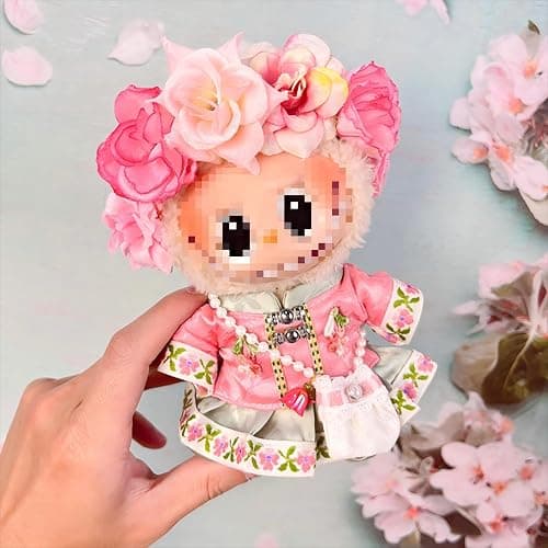 2025 Clothes for La Boo Boo(no Dolls), 4PCS Suit with Flowered Hat Designed for Lububu Doll Clothes, Multiple Stylish Outfit, Used for Your 15&17cm Dolls (Suit I) thumbnail 5