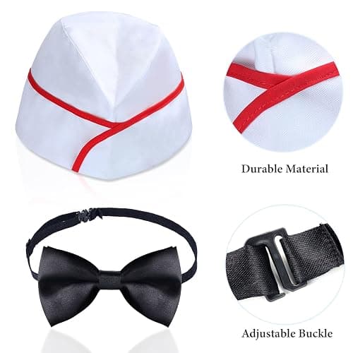 Keymall Kids Waiter Costume Set Vendor Costume Kit 6 Pcs Hat Apron Bow Tie Gloves Cards For Halloween Pretend Play Dress Up thumbnail 2