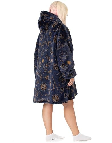 Harry Potter Womens Wearable Blanket Hoodie | Adults Fluffy Fleece Hooded Pullover Hogwarts Graphic | Wizard Lined Loungewear with Big Pocket thumbnail 4