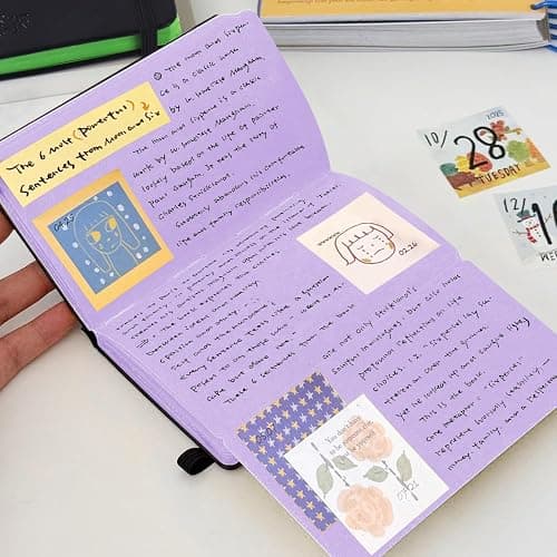 3.5x5.7inches Mixed Media Sketch Pad, 120GSM 32Sheets Folded Colored Paper Sketchbook for Drawing, Protable Hardcover Art Sketchbook for Painting, Writing, Journal.Purple thumbnail 4