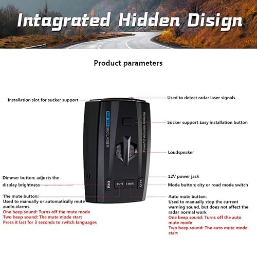 RAD1000 Laser/Radar Detector for Cars with Suction Cup Mount - X/K/Ka/KU/ST/CT Band & Laser Detection, Long Range Detection, Led Display, Mute Memory, VG-2 Immune, Multi-Mode, Ideal Gifts for Cars thumbnail 5