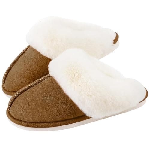 Parlovable Women's Fuzzy Slippers Memory Foam Fluffy Winter House Shoes Suede Faux Fur Slippers Indoor Outdoor - Image 1