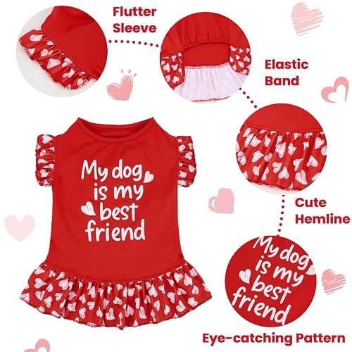 XPUDAC 4 Pack Cute Dog Dress for Small Dog, Floral Puppy Dress Sweet Girl Pet Skirt Outfits Colorful for Birthday Holiday Spring Summer Pet Clothes for Girls, M thumbnail 4