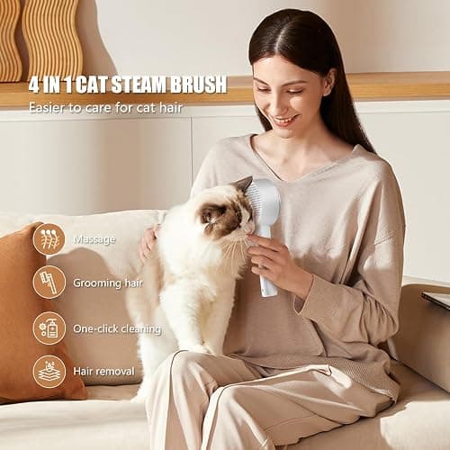 Cloud Care Cat Brush for Indoor Cat Steam Brush for Shedding Spritz Defur Comb for Cats Dogs Steam Brushes for Long Short Hair Cats Dogs Pet Steam Brushes for Massage Grooming Self-Cleaning thumbnail 2