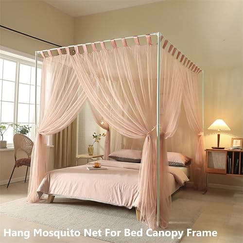 AIKASY Premium Canopy Bed Frame Posts for Twin Size Beds - Sturdy Metal Poles, Four Corner Bed Brackets - Perfect Addition to Metal and Wood Bed Frames for Bedroom Decor Upgrade (White) thumbnail 3