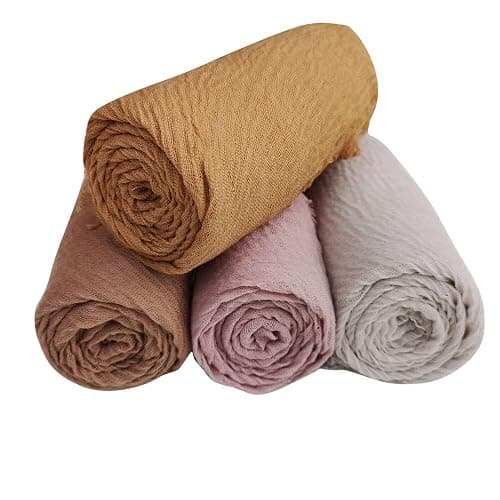MANSHU 4PCS Women's Soft Cotton Hemp Shawl & Wrap, Long Scarf & Head Scarf thumbnail 6