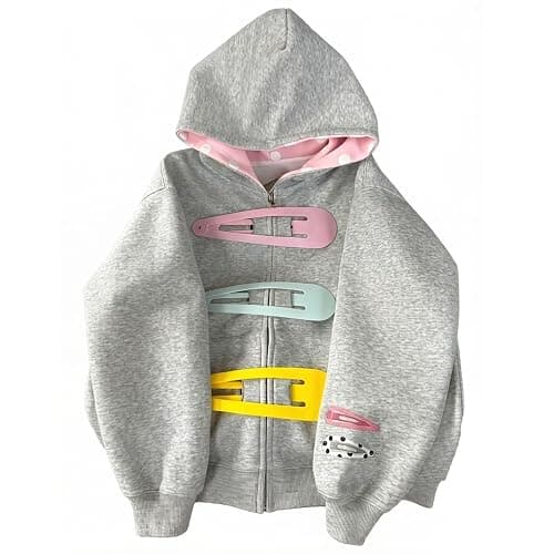 KSDDC Y2K Hair Clips Cutecore Hoodie Women Fashion Zip Up Whimsical Jacket Oversized Coat Funky Gyaru Sweatshirt Clothes - Image 1