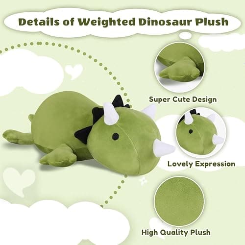 Finebee Weighted Dinosaur Stuffed Animals, Cute Weighted Dino Plush, Soft Stuffed Weighted Plushie Pillow Gifts for Girls Boys(23.6" 3.1Lbs) thumbnail 3