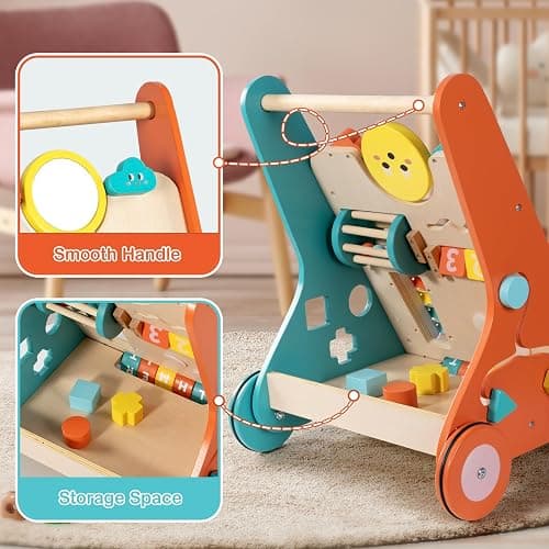 BAUTIA Wooden Baby Walker, Montessori Walker for Babies 6-12 Months, Push Walking Toys for 1 Year Old Learning to Walk thumbnail 5