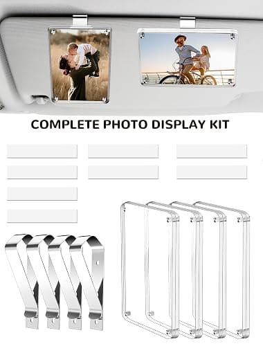 4 Pack Car Picture Holder, Clear Acrylic Magnetic Car Photo Holder, Horizontal & Vertical Photo Car Visor Photo Clip, Personalized Car Picture Frame, Suitable for Adding Family, Personal or Pets Photos thumbnail 7