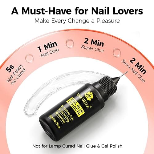 UNA GELLA Nail Glue Remover for Press on Nails，20ml Pinpoint Non-Acetone Gel Nail Glue Remover for Nails Tips，Gentle GLUE Remover with Upgraded Stick Easy Removal DIY Manicure Supply thumbnail 2