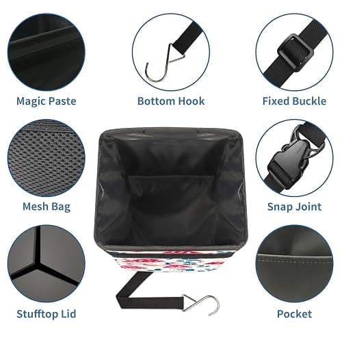 GVGHIDZ Car Trash Can – Multi-Purpose, Lightweight and Portable with Durable Water-Resistant Coating, No Installation Required, Practical and Ample Capacity, Variety of Colors.Mushroom thumbnail 6