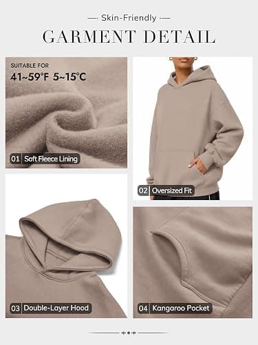ATHMILE Womens Oversized Hoodies Fleece Sweatshirts with Pocket | Drop Shoulder Fall Clothes,Trendy Streetwear Pullover,Comfort Workout Winter Outfits thumbnail 4
