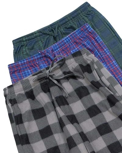 Real Essentials 3 Pack: Boys' Fleece Pajama Pants Soft PJ Bottoms for Kids Youth Teens Sleepwear (Ages 5-18) thumbnail 6