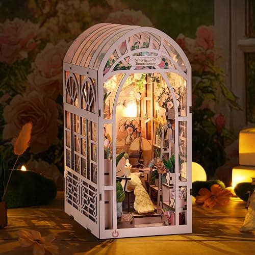 TOYQI DIY Book Nook Kit, Miniature House Dollhouse Kit for Adult and Teens, Book Nook Kits for Adults, Booknook Bookend Alley Model Build with Dust Cover, Gifts for Family Friends thumbnail 2
