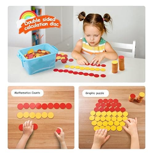 stochastic box Counters for Kids Math 800 pcs Plastic Two-Color Red and Yellow Counter,Double Sided Counters Educational Toys to Help Kids Learn thumbnail 2